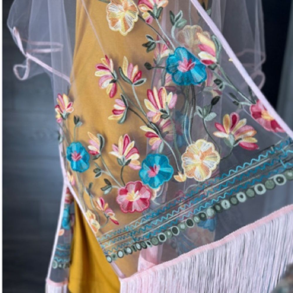 Haute Hippie Pink Mesh Floral Embroidered Fringe Boho, Festival Kimono, OS. NWT! - Picture 13 of 16